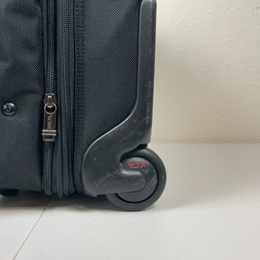 TUMI Alpha 26103D4 Black Nylon Deluxe Expandable Wheeled Rolling Briefcase Bag - Picture 12 of 16